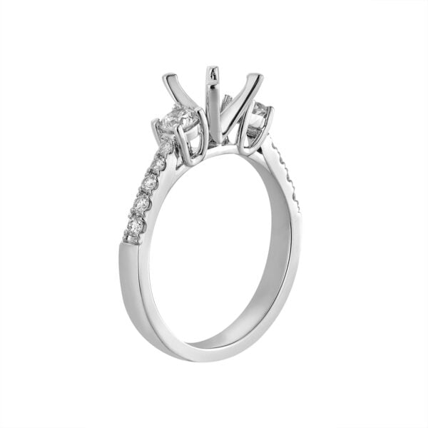 Custom 14K White Gold Three Stone Engagement Ring