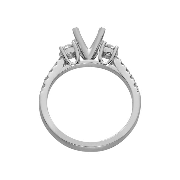 Custom 14K White Gold Three Stone Engagement Ring